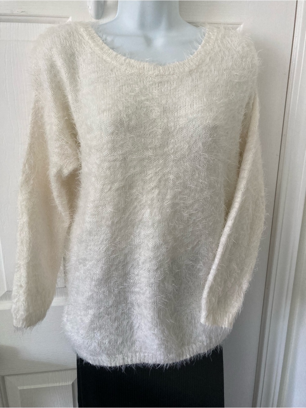 Love Tree Cream Fuzzy Crew Neck Sweater